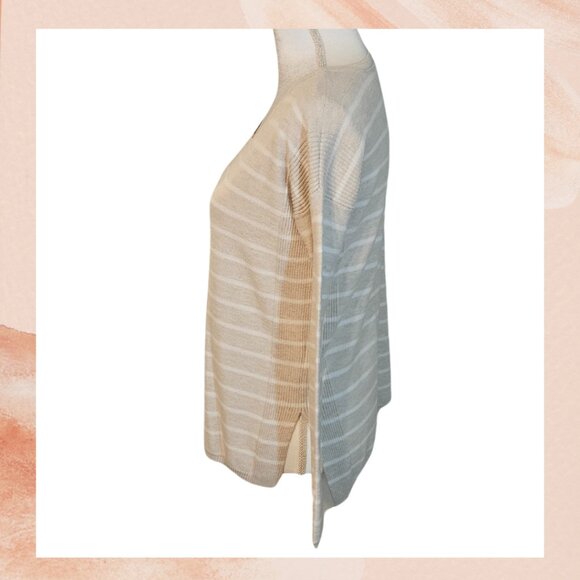 SOFT JOIE Beige & White Striped Light Knit Sweater - Picture 2 of 3
